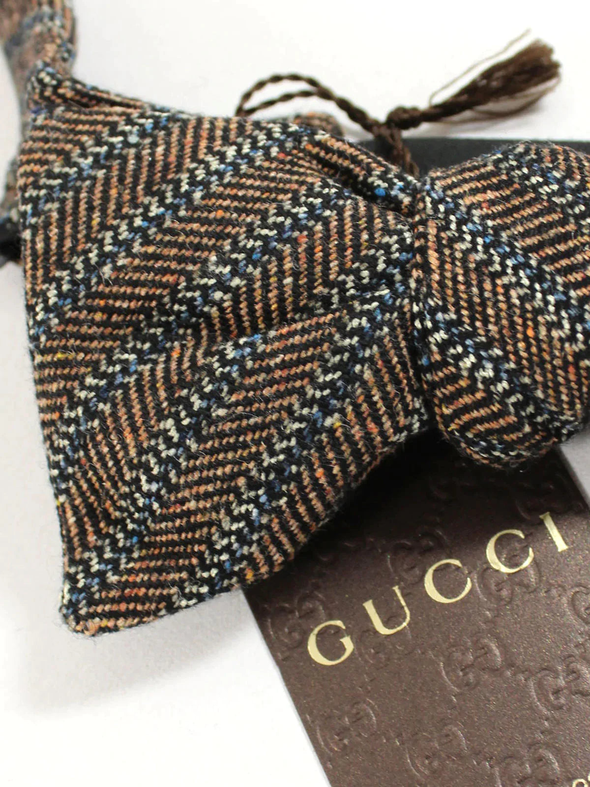 Gucci Plaid Silk Bow Tie in Midnight Blue –
