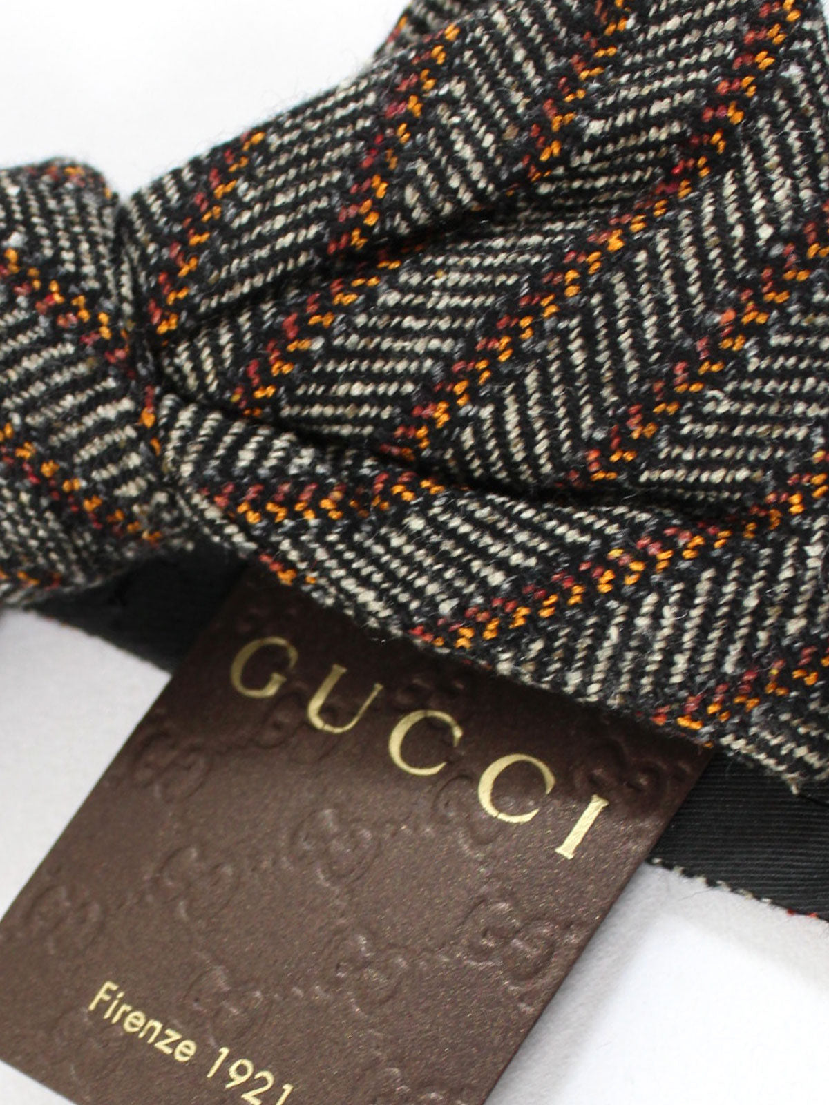 Gucci Bow Tie Gray Brown Stripes Design - Self Tie Bow Tie