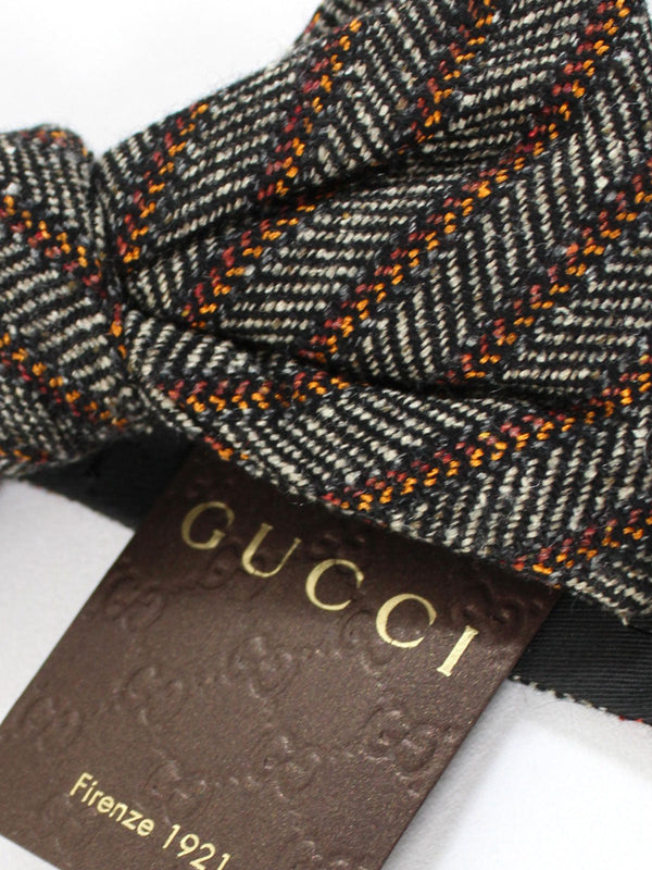 Gucci Bow Tie Gray Brown Stripes - Self Tie FINAL SALE - Tie Deals