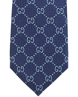 Gucci Silk Tie Dark Blue GG Design
