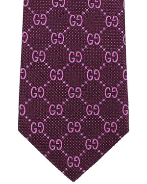 Gucci Silk Tie Purple GG Design