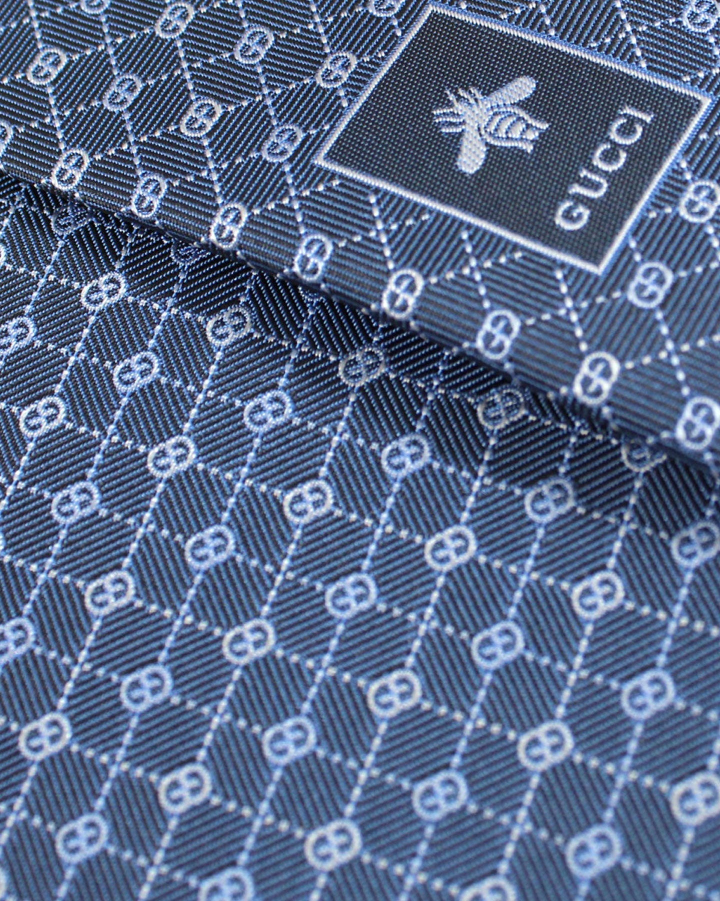 GG silk jacquard tie in dark blue and green