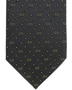 Gucci Silk Tie Gray Taupe GG Martin Design