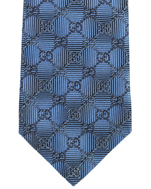 Gucci Silk Tie Metallic Blue GG Rufa Design