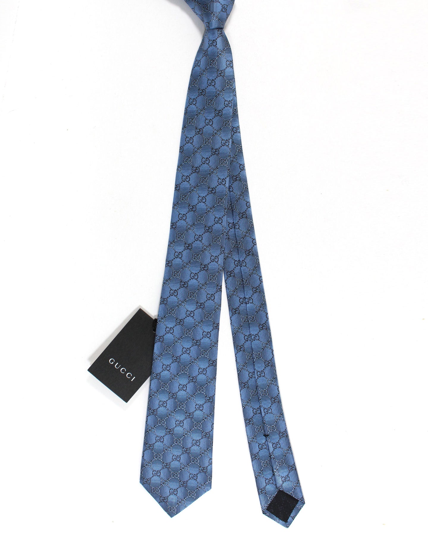 GG silk jacquard tie in dark blue and green