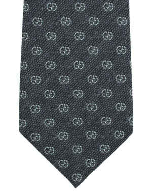 Gucci Silk Tie Gray GG Corbin Pattern - Hand Made In Italy