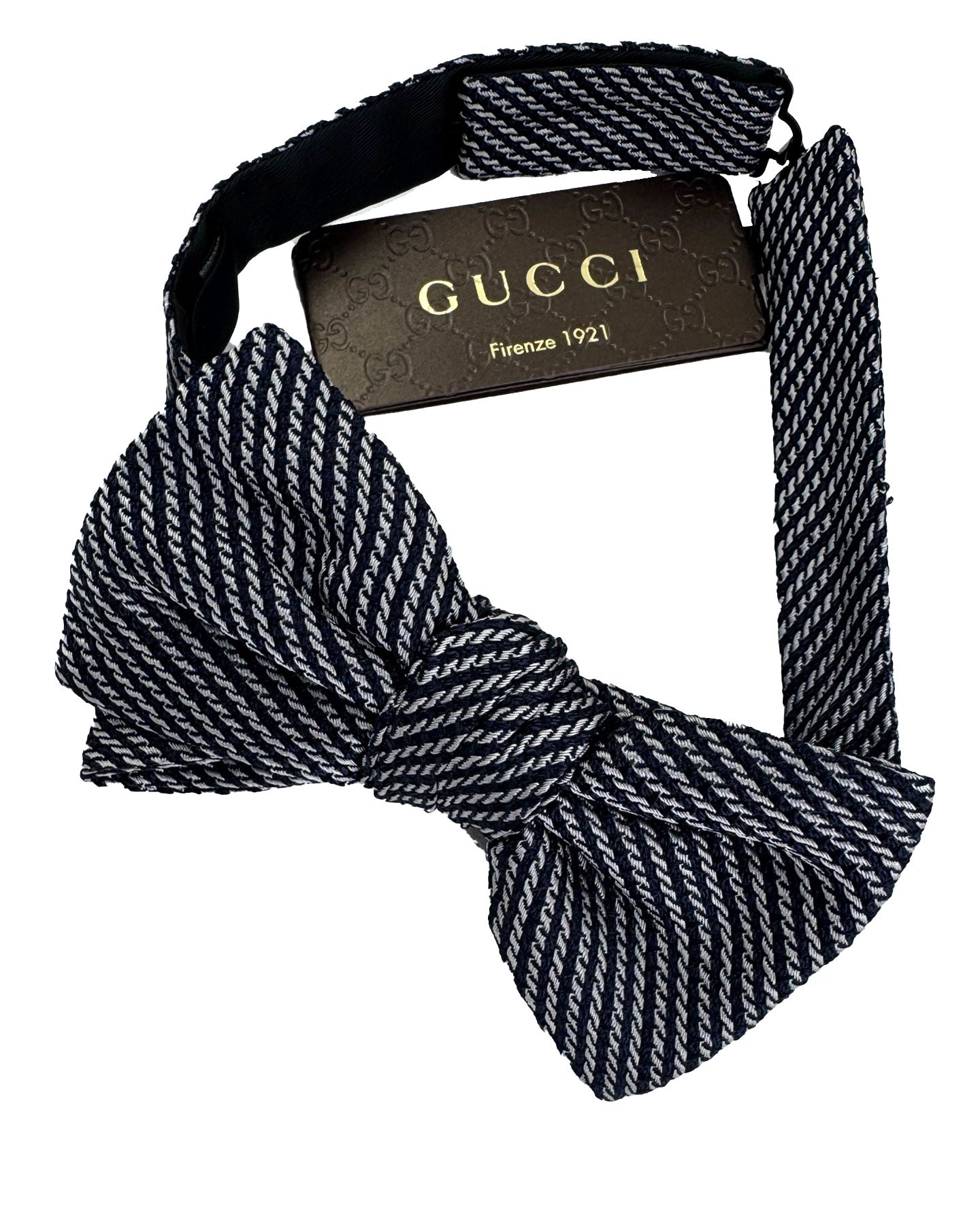 Gucci Bow Tie Gray Black Stripes Design Self Tie Tie Deals