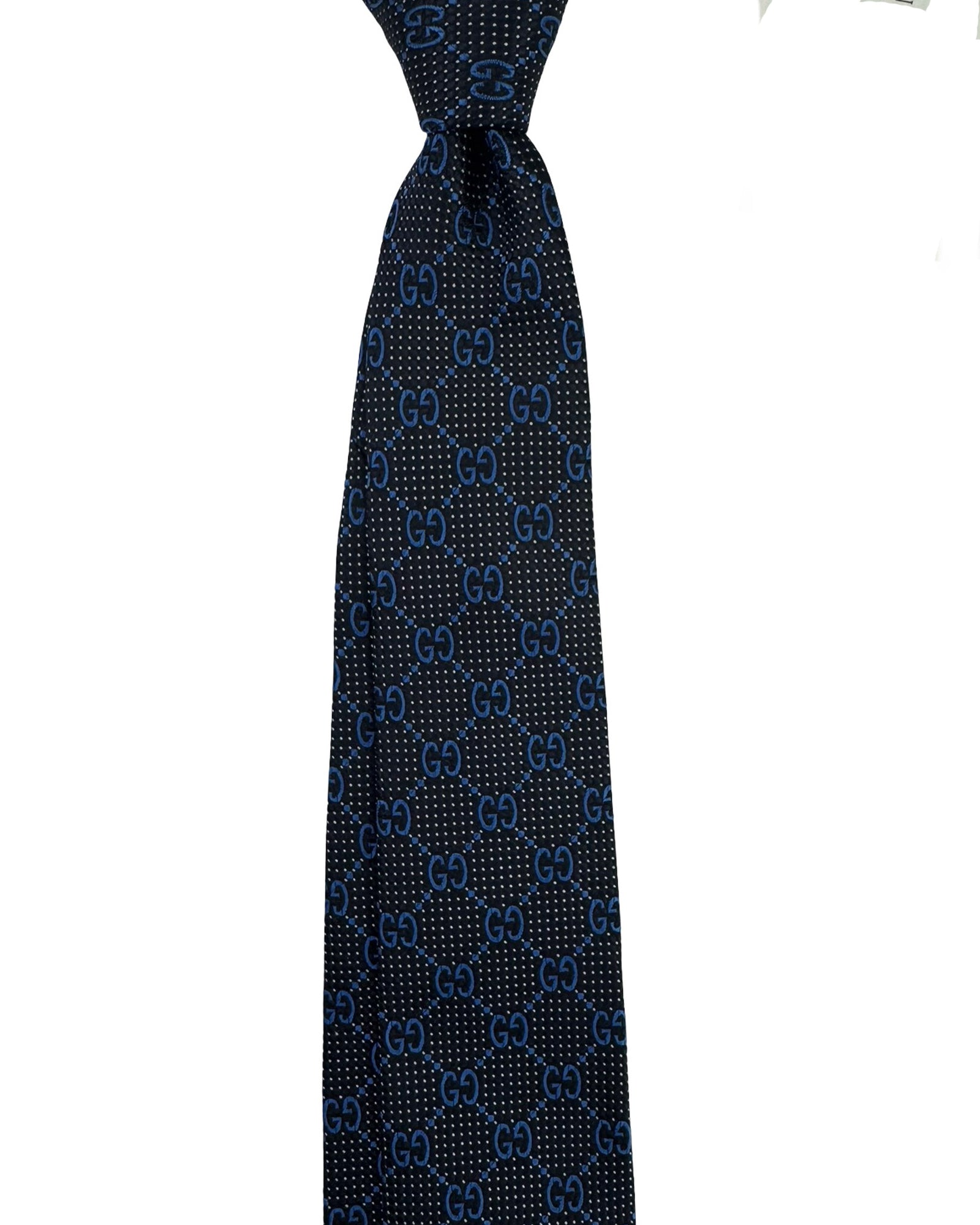 Gucci Tie GG Black Silver Midnight Blue