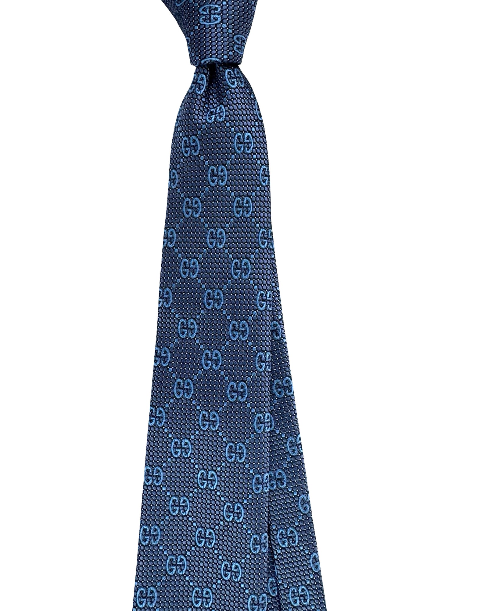 Gucci Tie GG Black Silver Midnight Blue