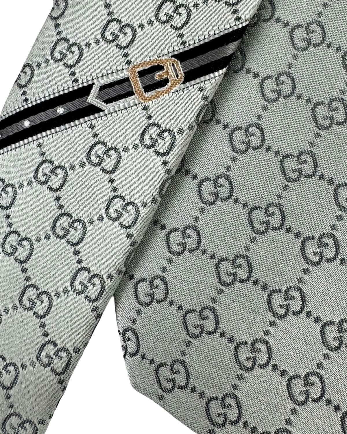 Gucci Tie GG Pattern Gray Silver