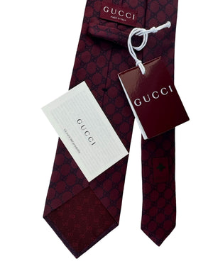 Gucci Tie GG Pattern Bordeaux New