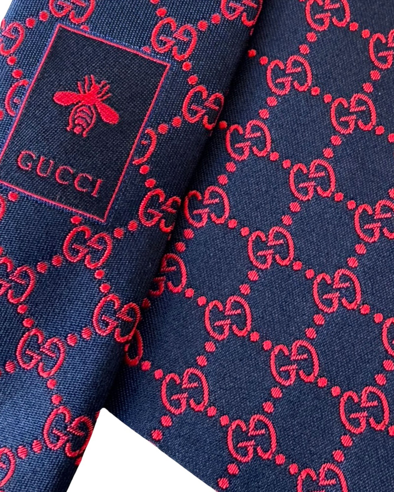 Gucci Tie GG Design Midnight Blue Red