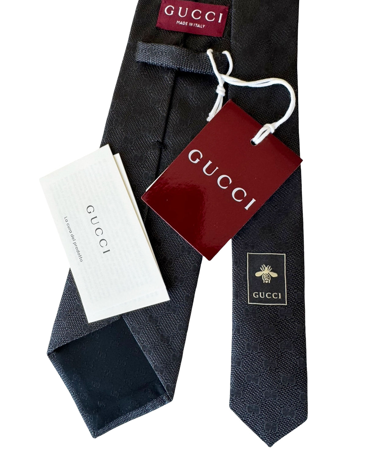 Gucci Tie GG Charcoal Gray Red Stripe
