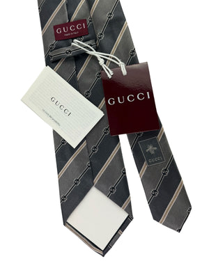 Gucci Tie Gray GG Stripes