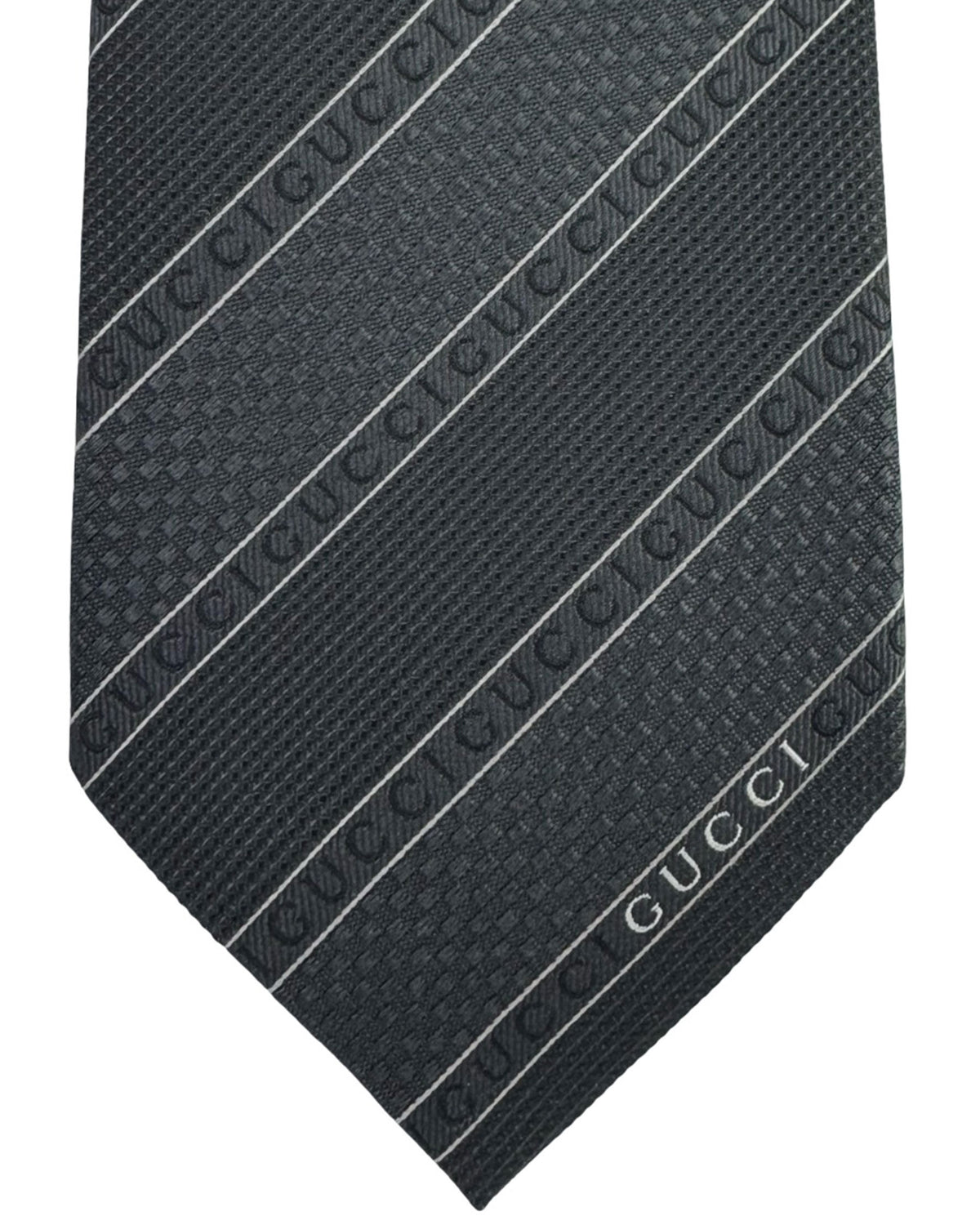 Gucci Tie Metal Blue Logo Stripes
