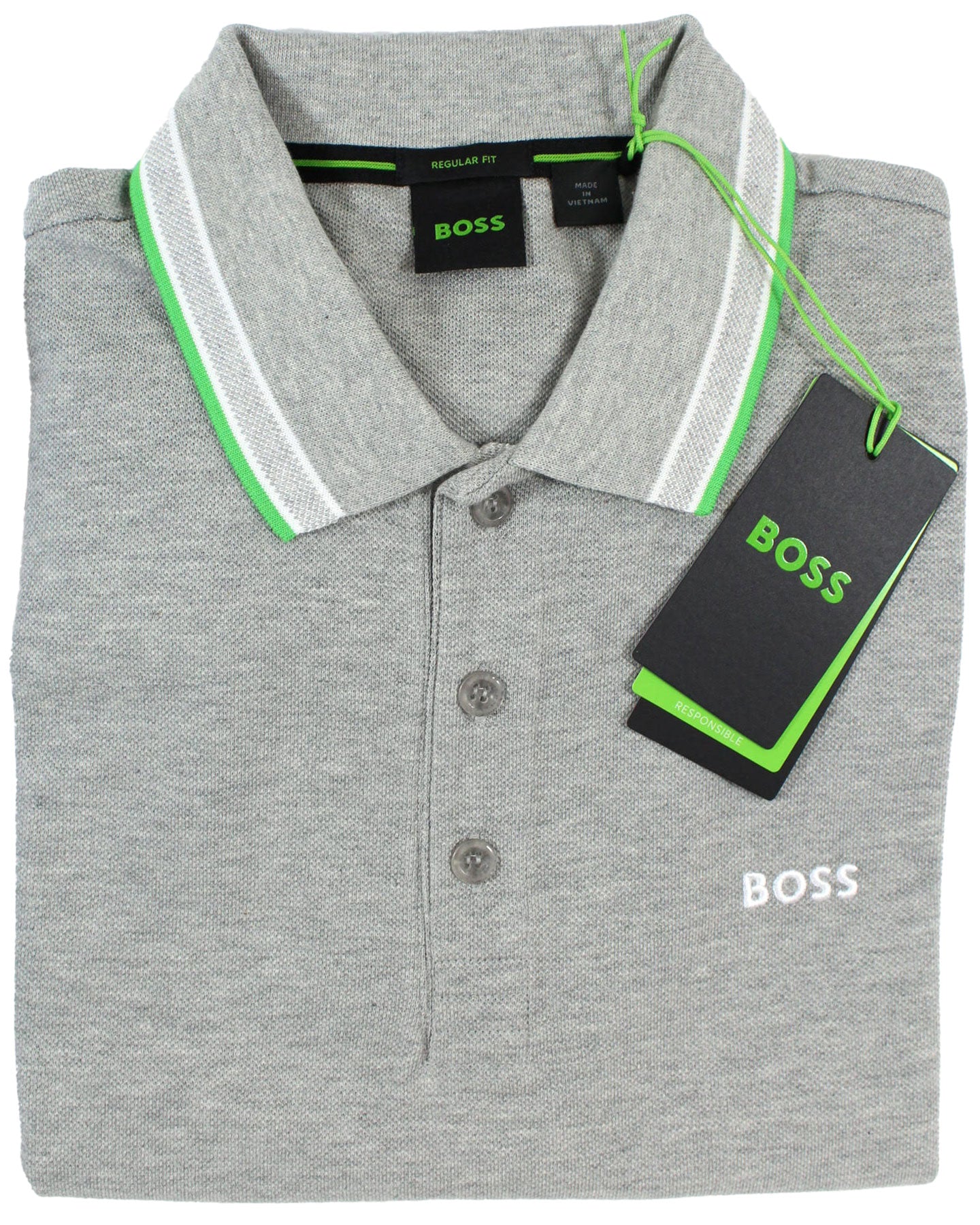 Hugo Boss Polo Shirt Regular Fit Heather Gray Stretch Cotton 