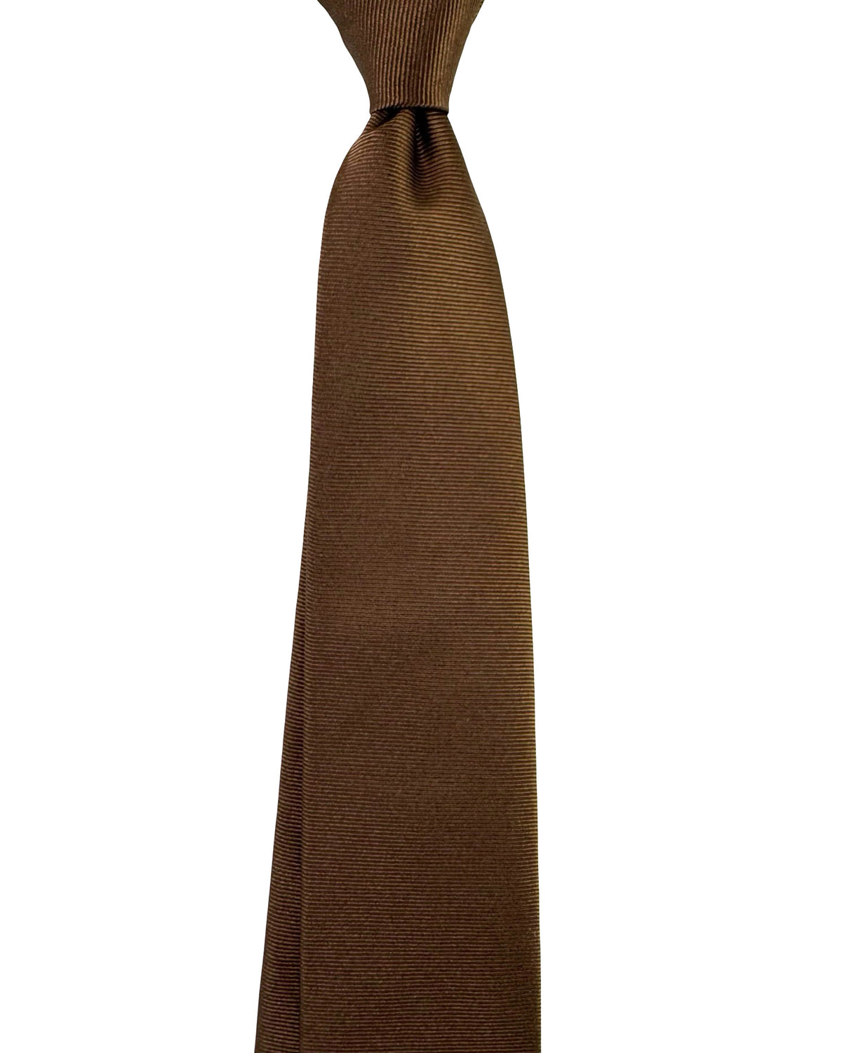 Isaia Tie Solid Dark Brown Grosgrain