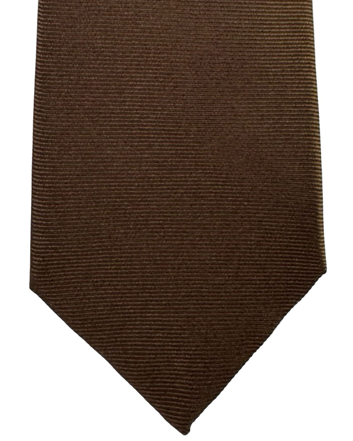 Isaia Tie Solid Dark Brown Grosgrain