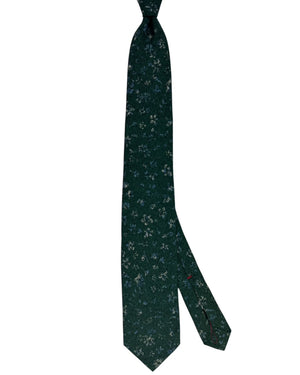 Isaia Sevenfold Tie Forest Green Abstract Splatter