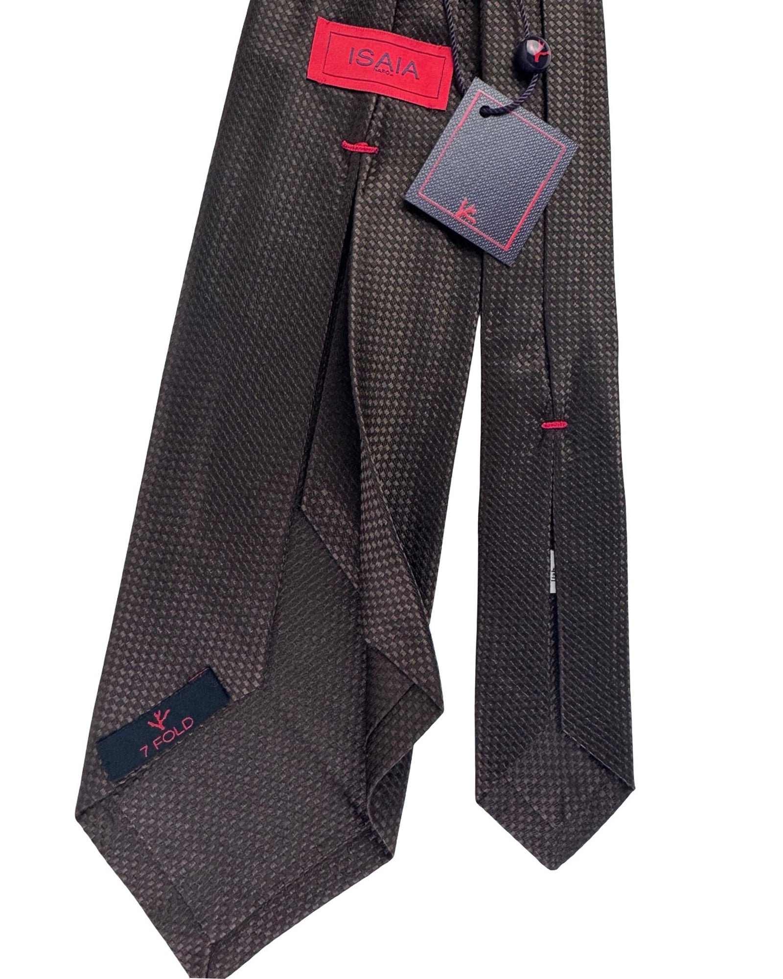 Isaia Sevenfold Tie Dark Brown Pattern