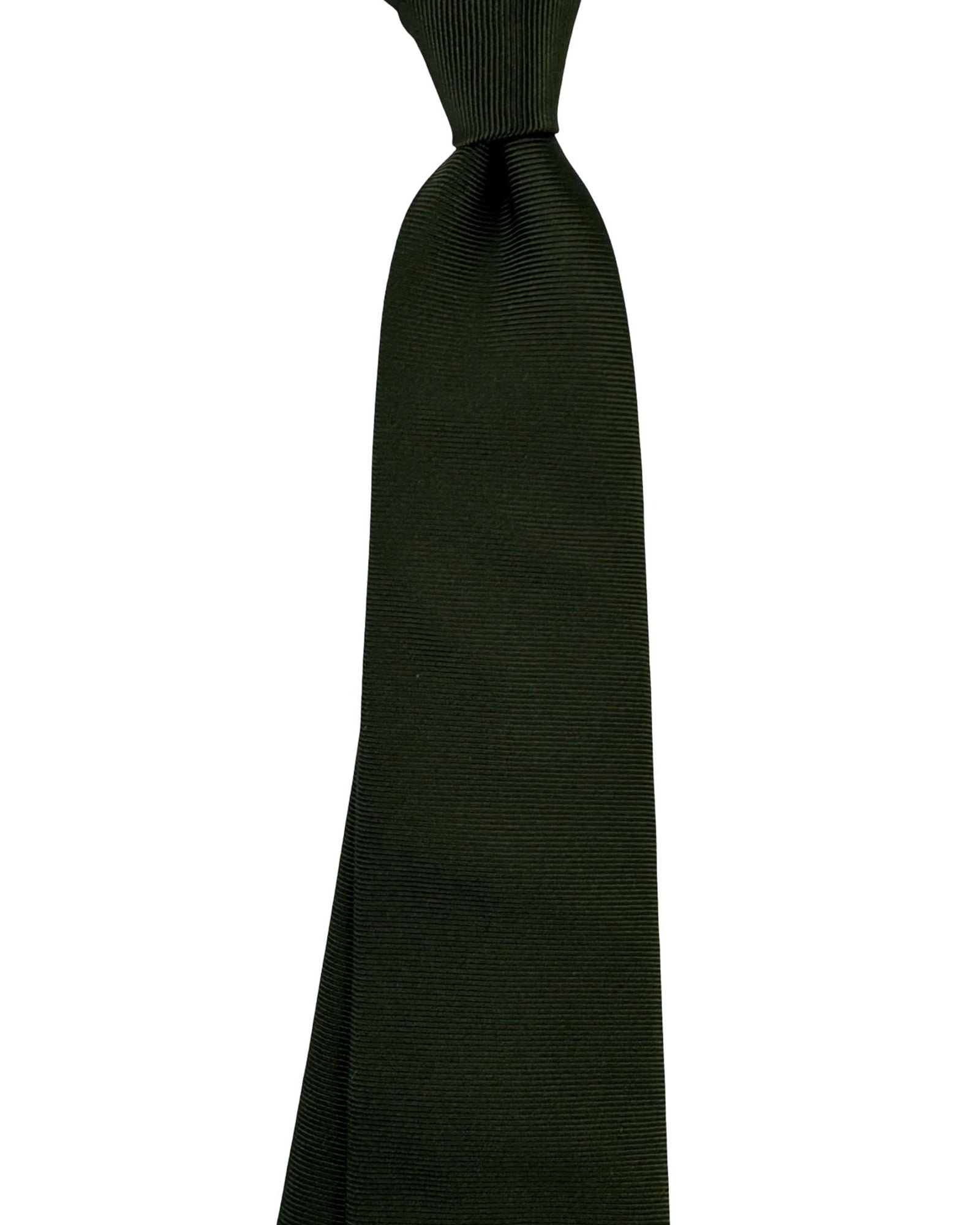 Isaia Sevenfold Tie Forest Green Grosgrain Solid