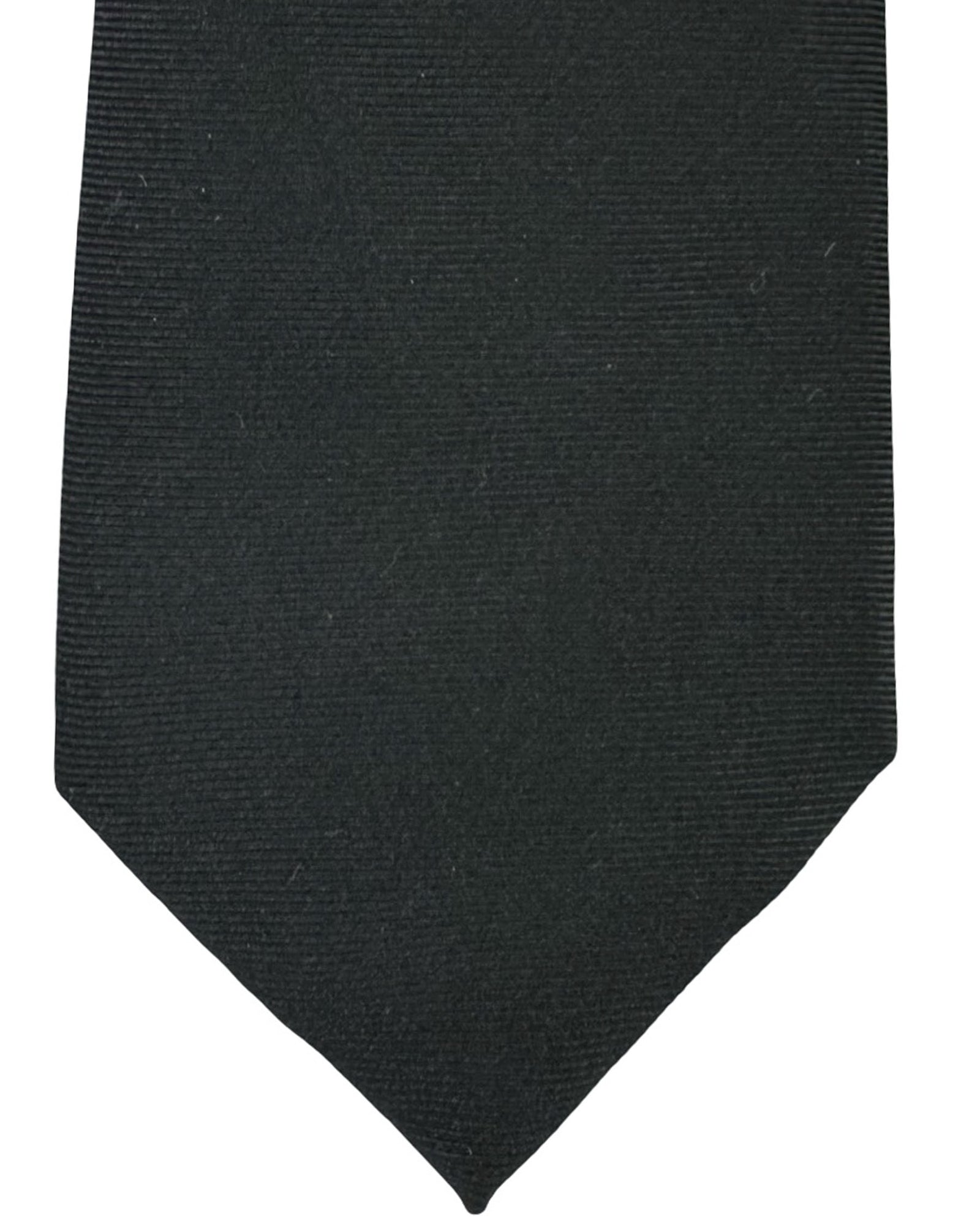 Isaia Sevenfold Tie Black Grosgrain Solid