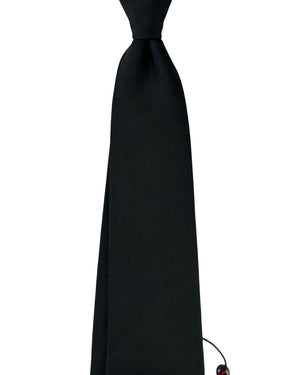 Isaia Sevenfold Tie Black Grosgrain Solid