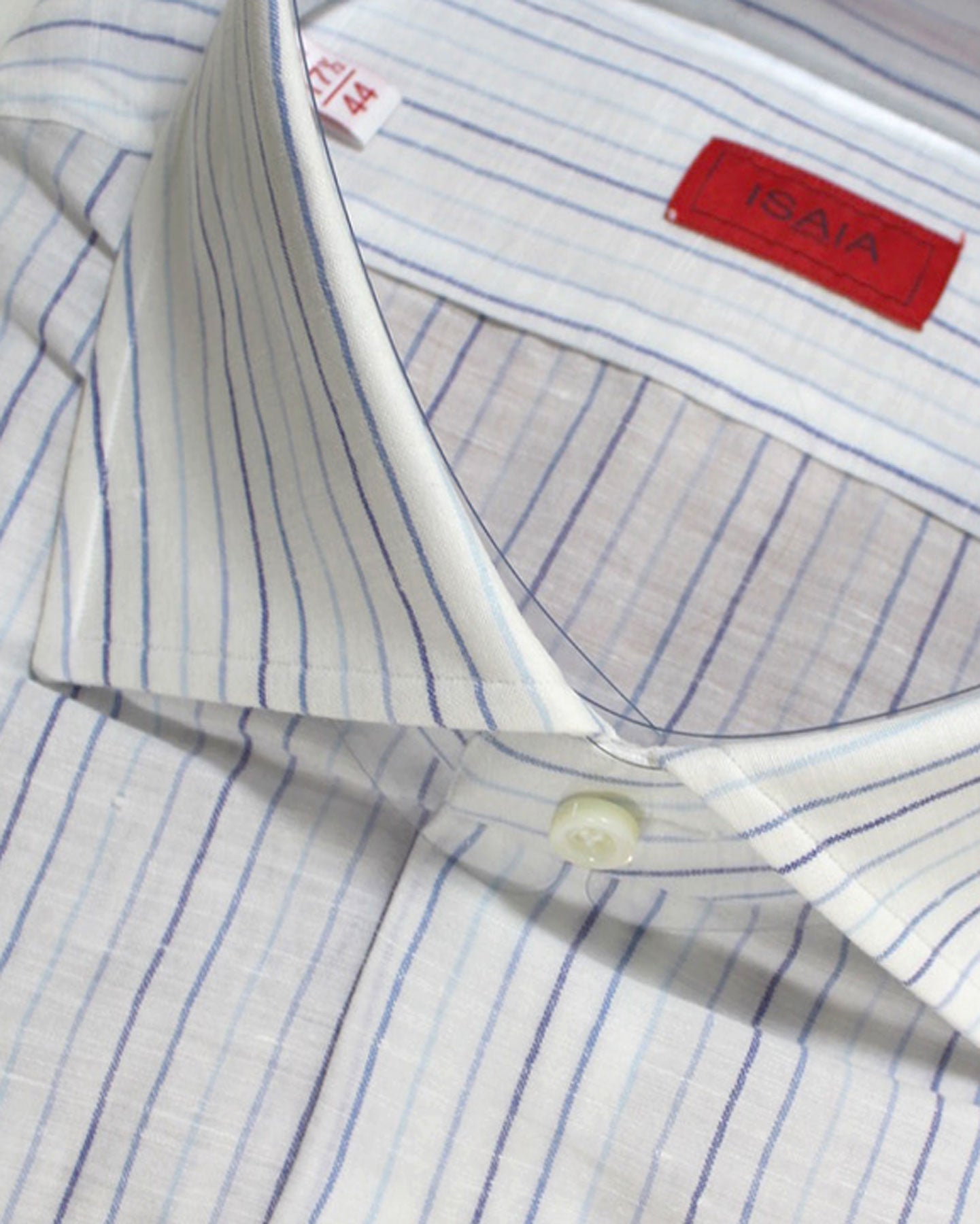 Isaia Shirt White Purple Stripes 44 - 17 1/3 Regular Fit