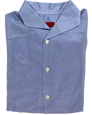 Isaia Shirt Blue Stripes 38 - 15  Regular Fit