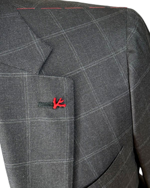 Isaia Suit Dark Gray Windowpane 