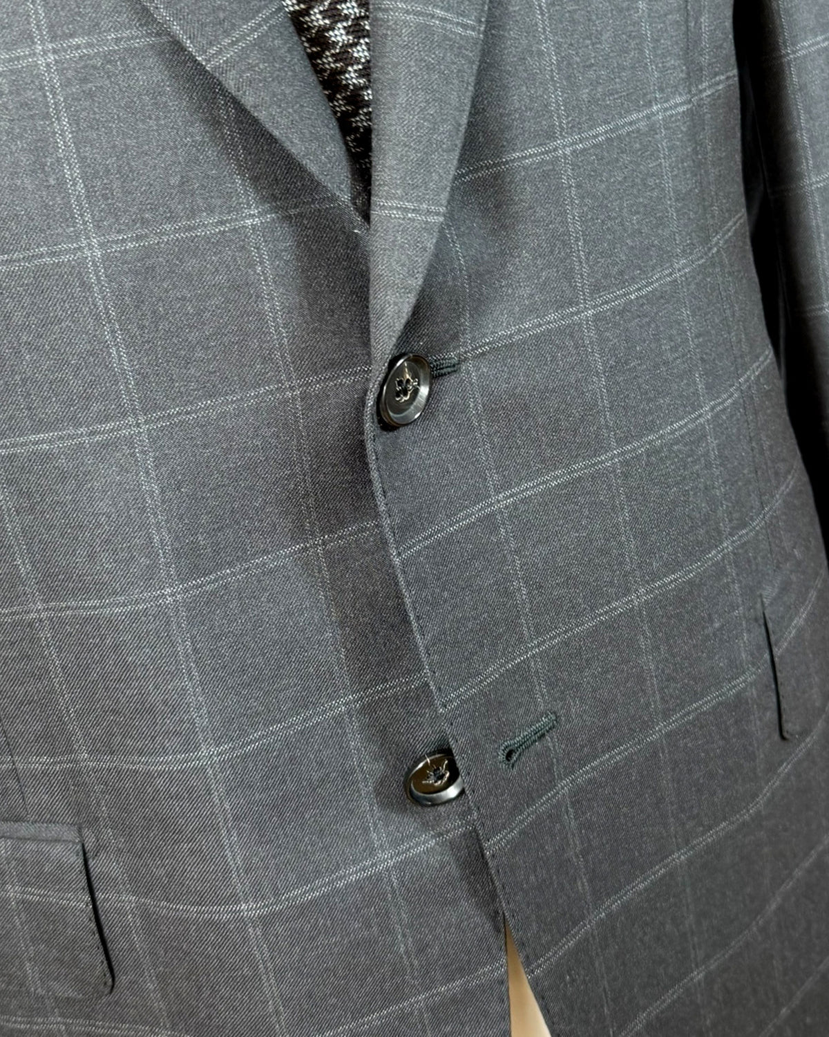 Isaia Suit Dark Gray Windowpane EU 52/ US 42 SALE