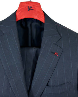 Isaia Suit Midnight Blue Pin Stripe EU 48/ US 38