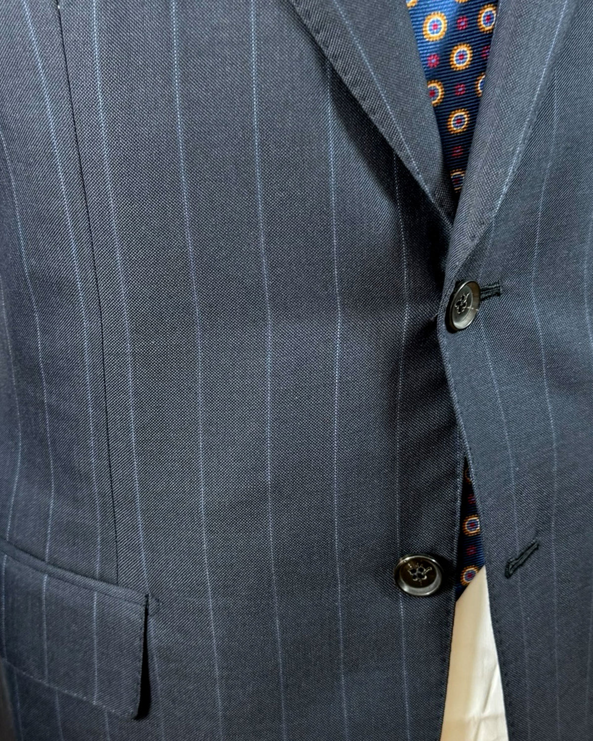 Isaia Suit Midnight Blue Pin Stripe EU 48/ US 38 SALE