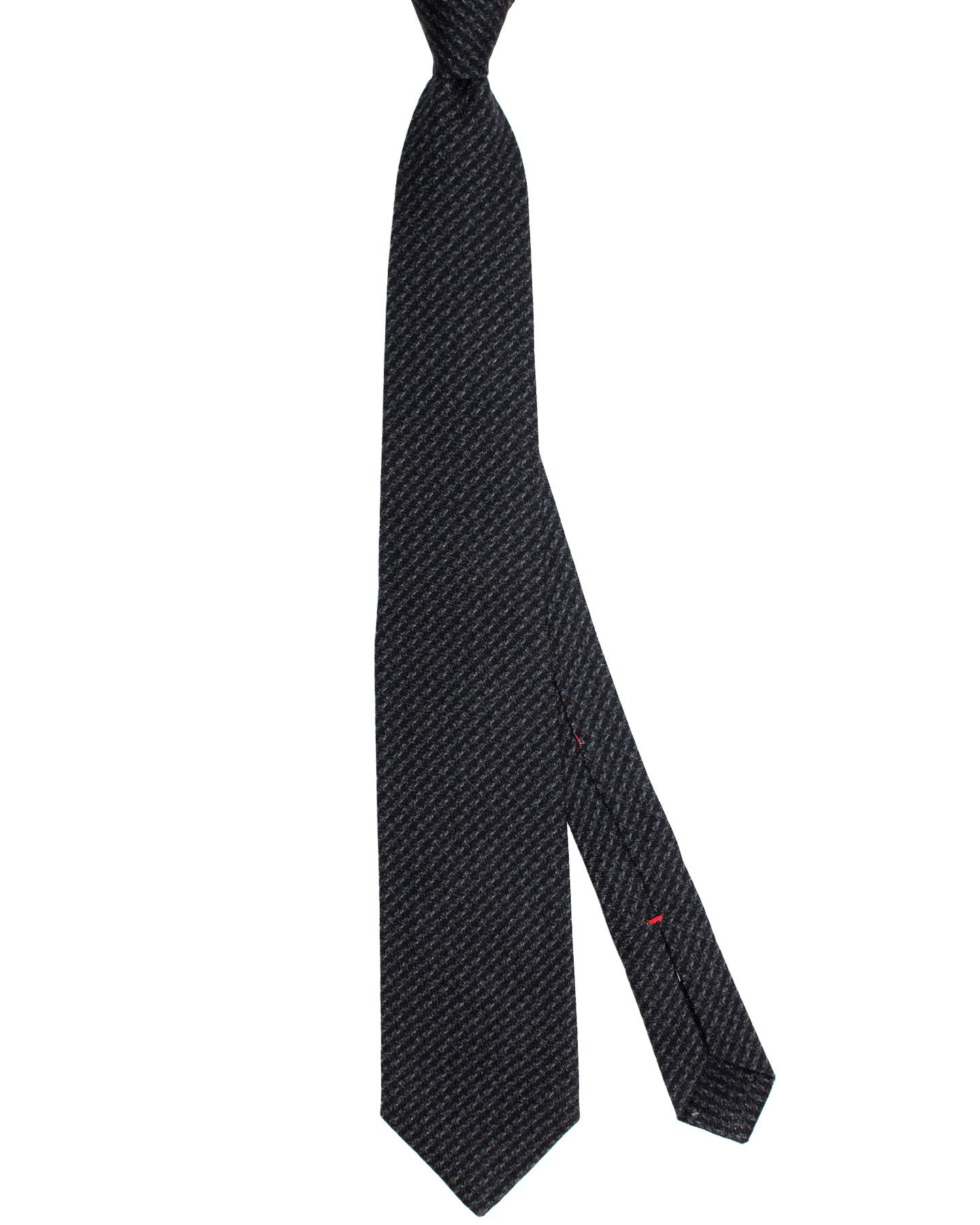 Isaia Tie Black Gray Stripes Design - Sartorial Wool Silk Tie