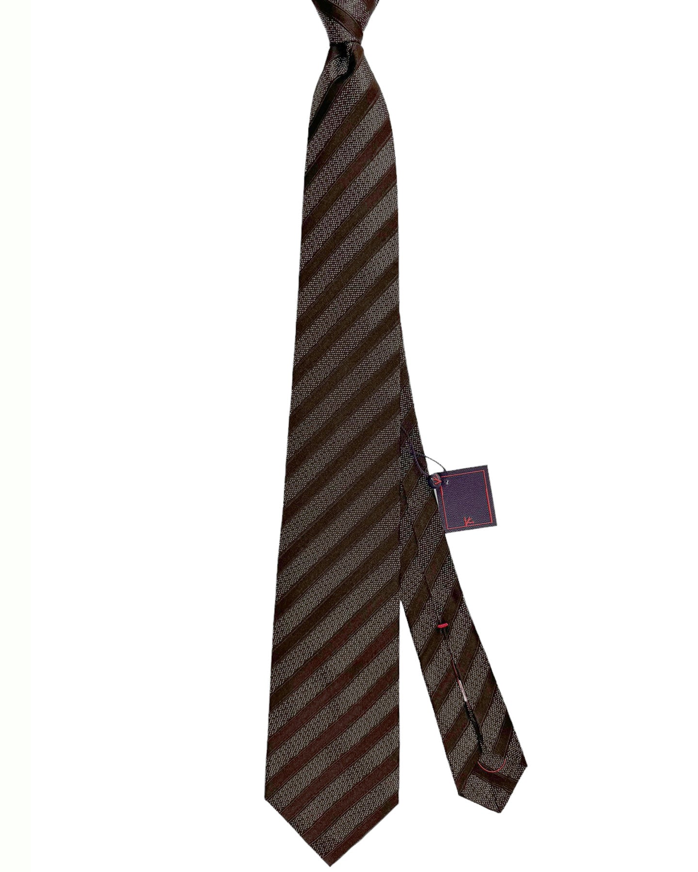 Isaia Tie Dark Brown Stripes Design - Sartorial Sevenfold Tie