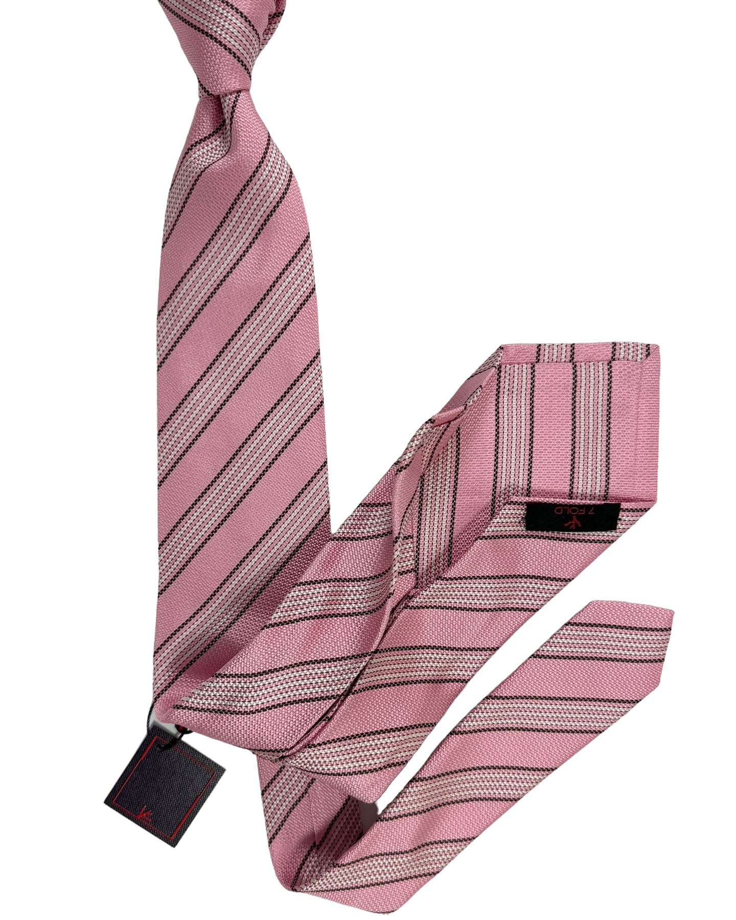 Isaia Tie Pink Stripes Design - Sartorial Sevenfold Tie