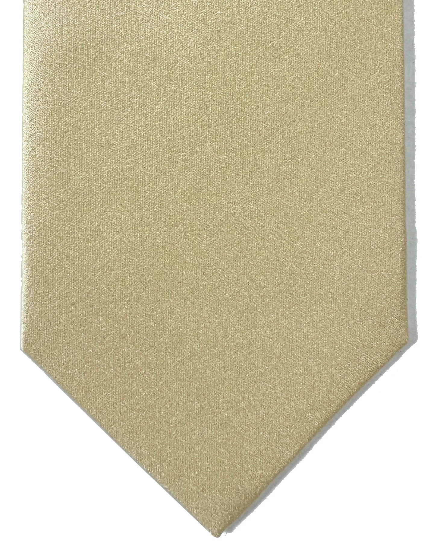 Isaia Tie Beige Solid Design - Sartorial Sevenfold Necktie FINAL SALE