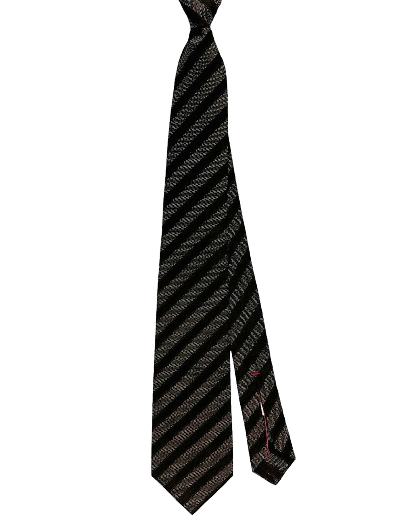 Isaia Tie Black Stripes Design - Sevenfold Silk Necktie
