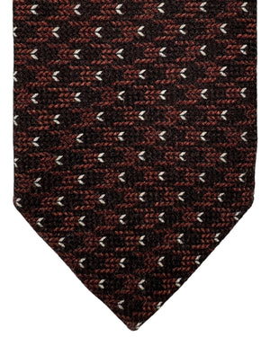 Isaia Tie Brown Micro Pattern Design - Sevenfold Silk Necktie