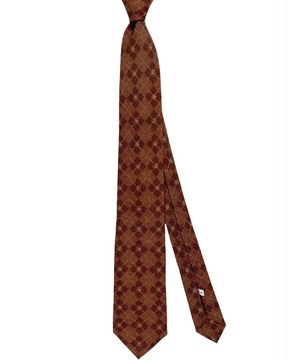 Isaia Sevenfold Tie Brown Plaid Design - Wool Necktie SALE