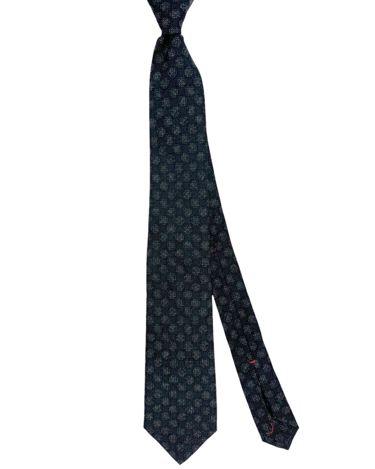 Isaia Tie Black Polka Dots Design - Sevenfold Wool Silk Necktie