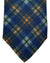 Isaia Sevenfold Tie Dark Blue Orange Plaid Design - Wool Silk Necktie