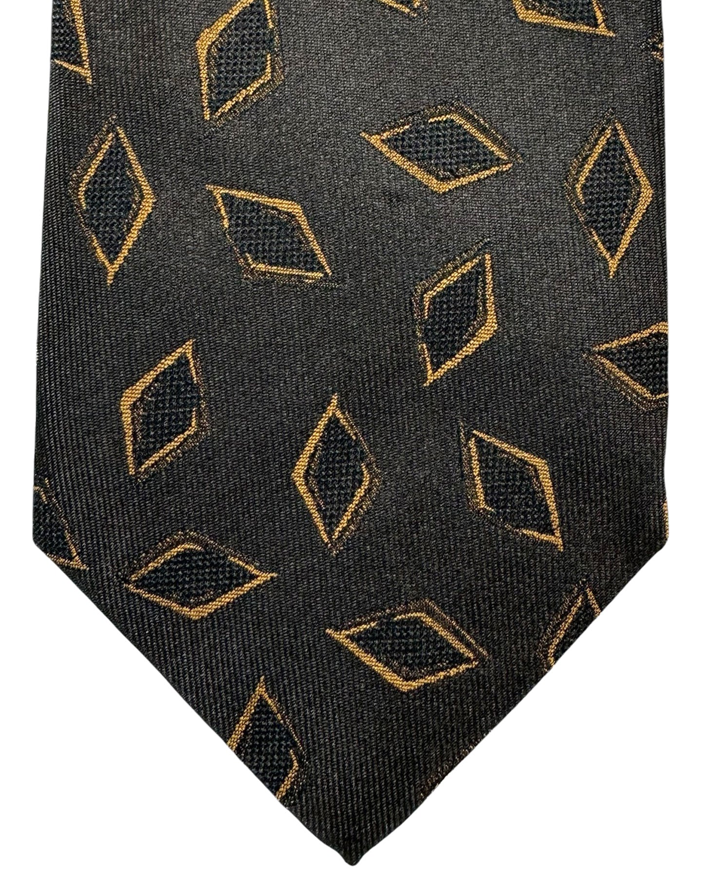 Isaia Sevenfold Tie Brown Diamonds - Silk Necktie