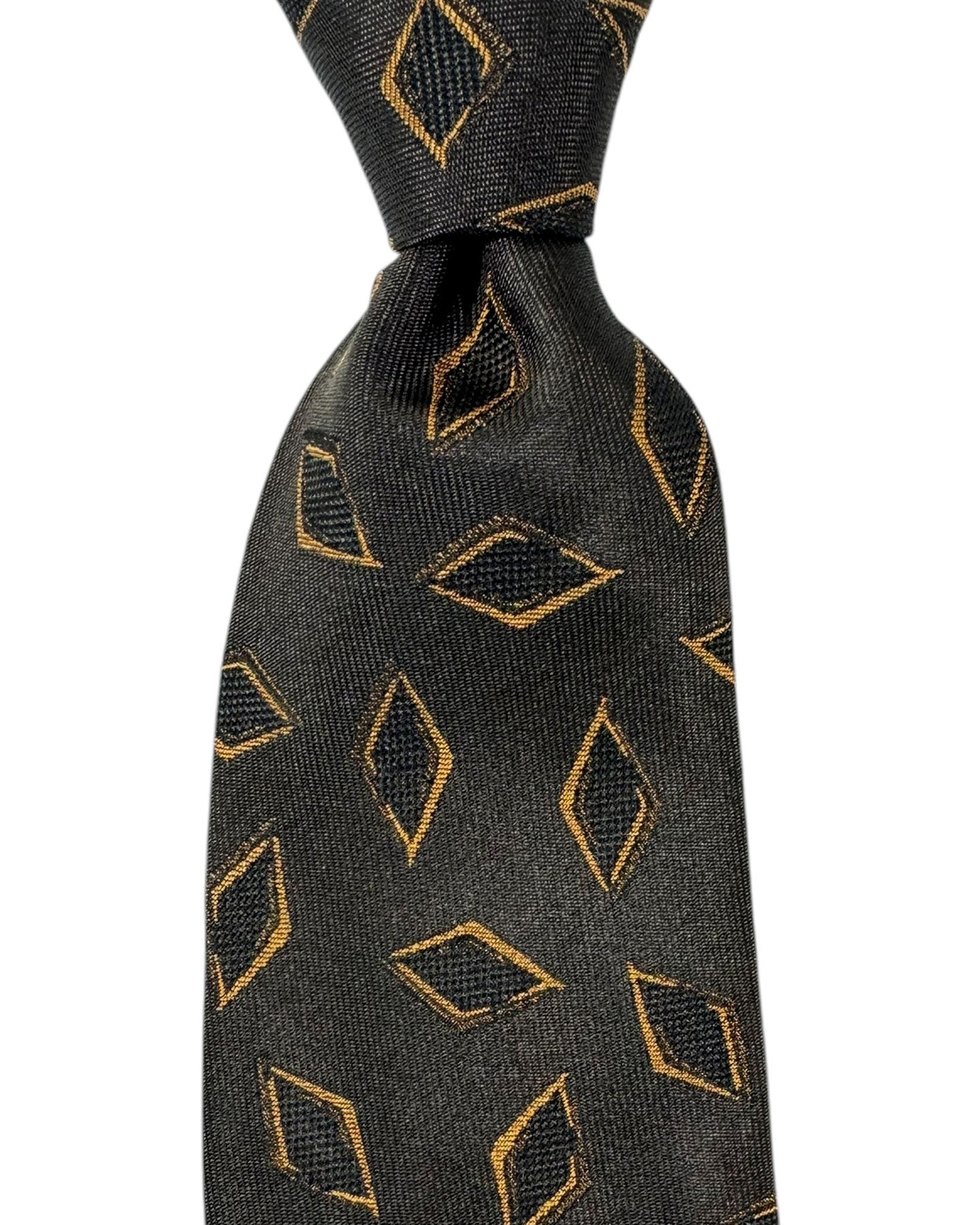 Isaia Sevenfold Tie Brown Diamonds - Silk Necktie