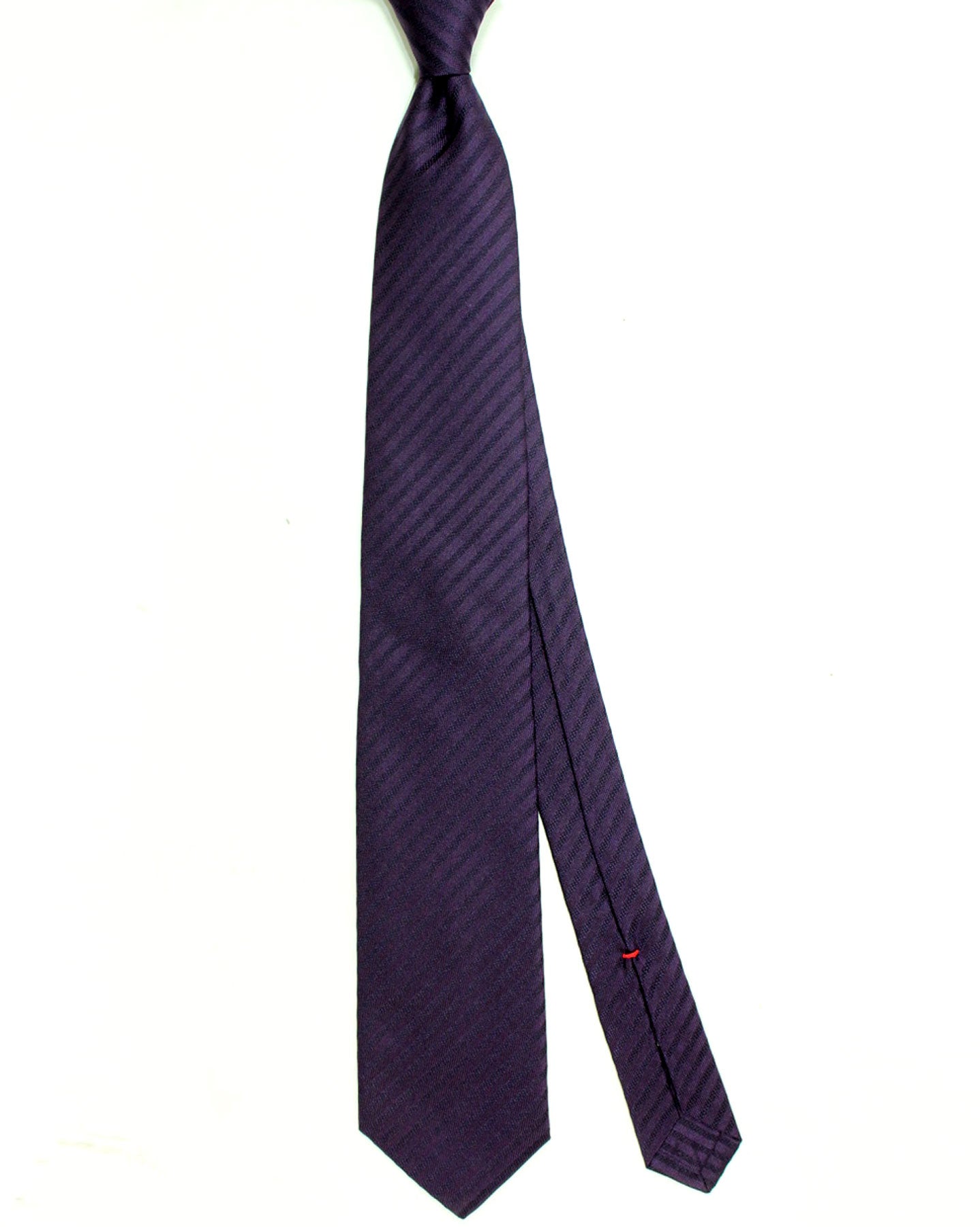 Isaia Sevenfold Tie Purple Stripes - Silk Necktie