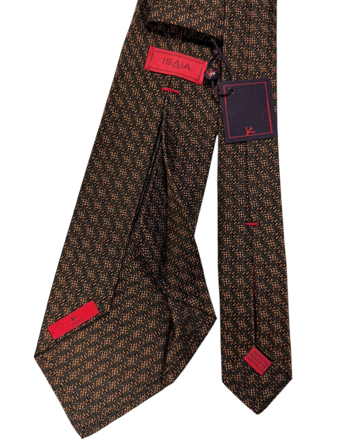 Isaia Silk Sevenfold Tie Brown Design
