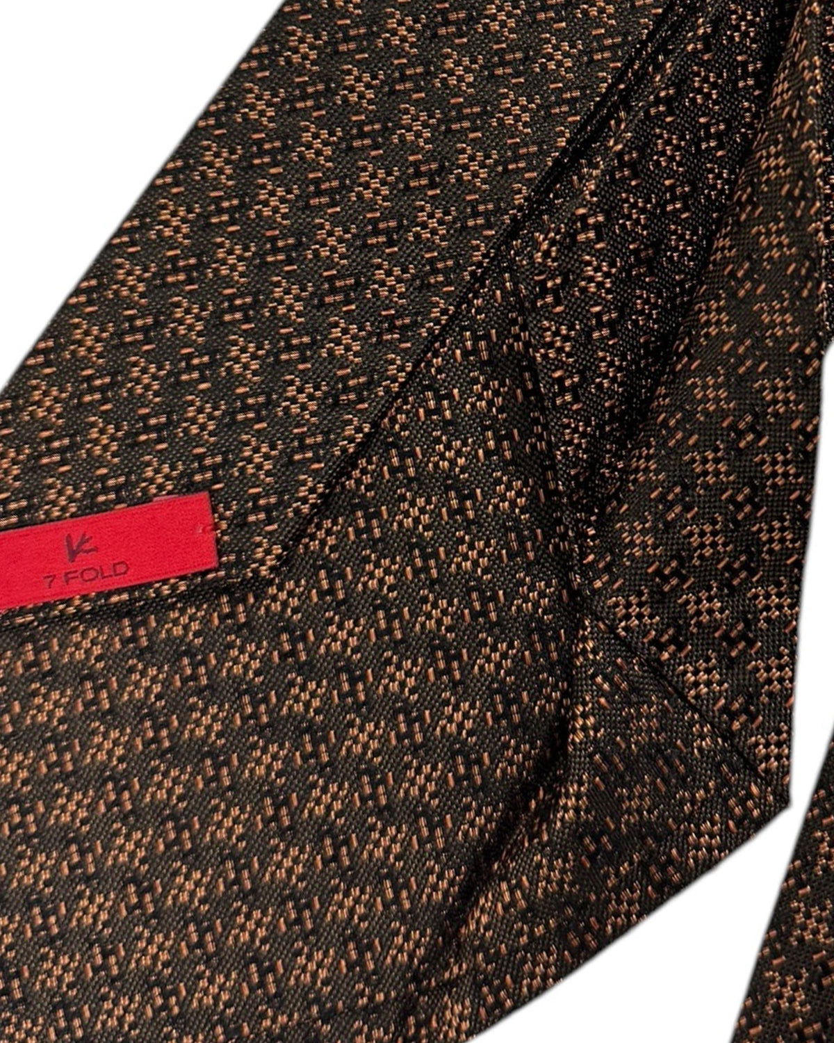 Isaia Silk Sevenfold Tie Brown Design
