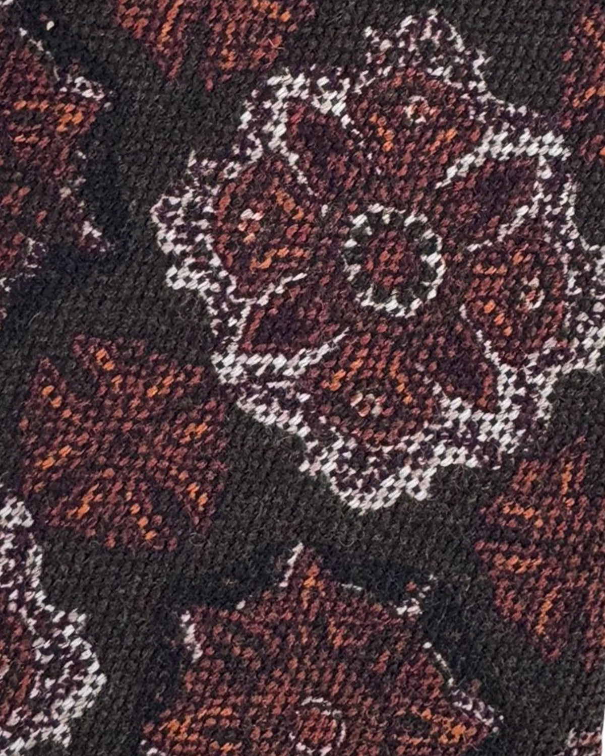 Isaia Sevenfold Tie Brown Medallion Design - Wool Silk