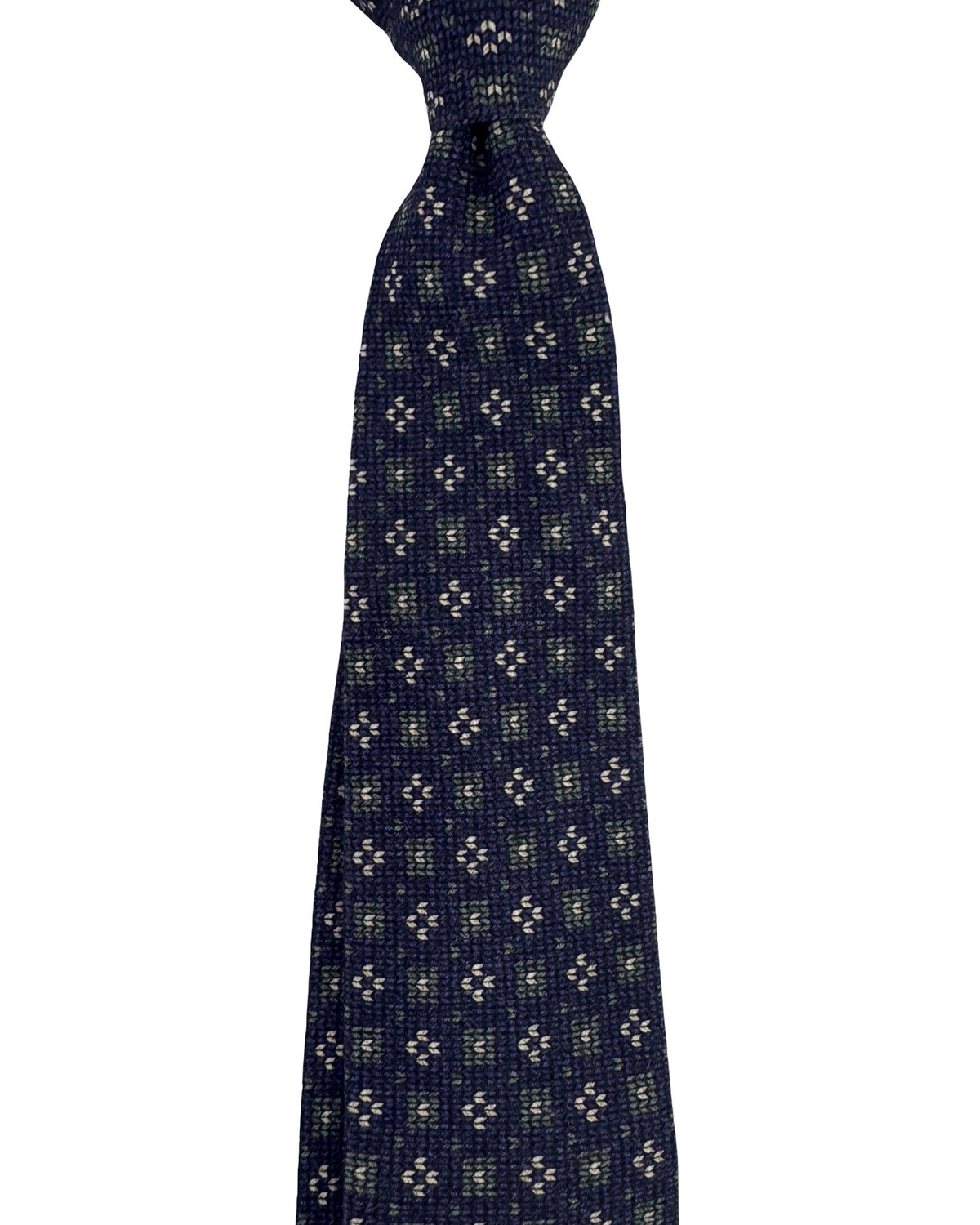 Isaia Sevenfold Tie Purple Green - Wool Silk SALE