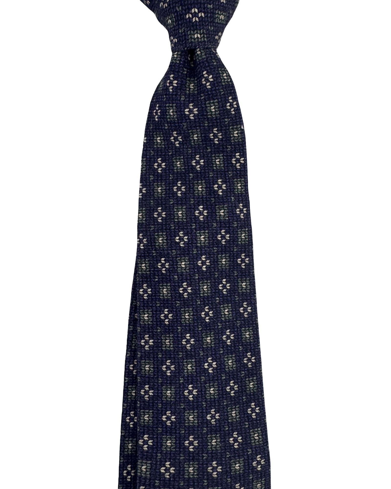 Isaia Sevenfold Tie Purple Green - Wool Silk SALE